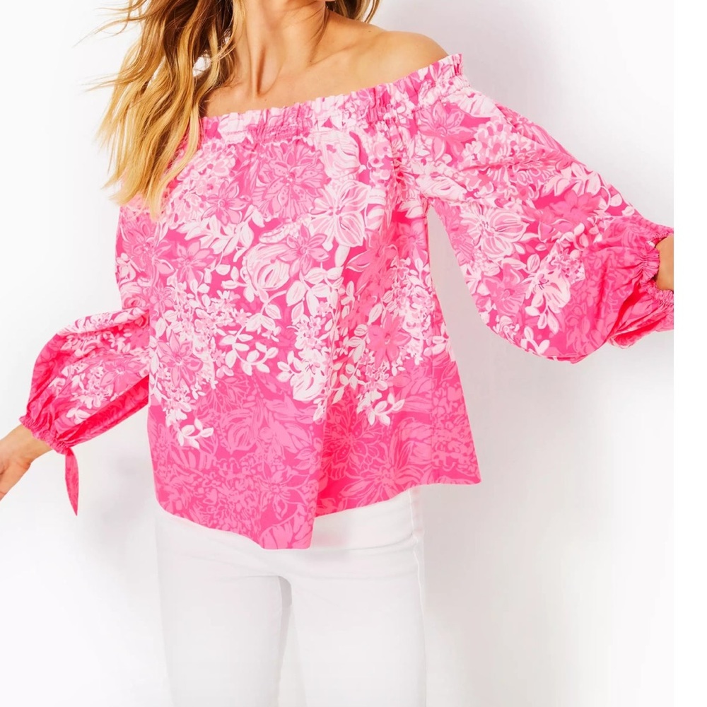 Top Lilly Pulitzer | Jamielynn Long Sleeve Off-the-shoulder Xs nwt